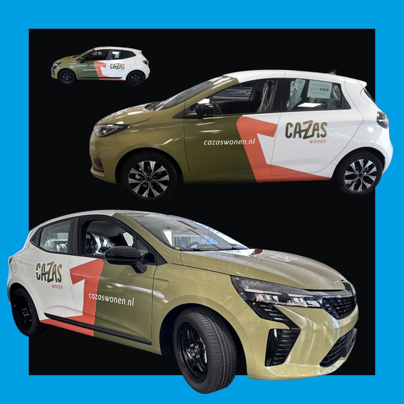 Car-wrap Autobelettering Design Reclame CAZAS WONEN Studio Beed reclame Branding