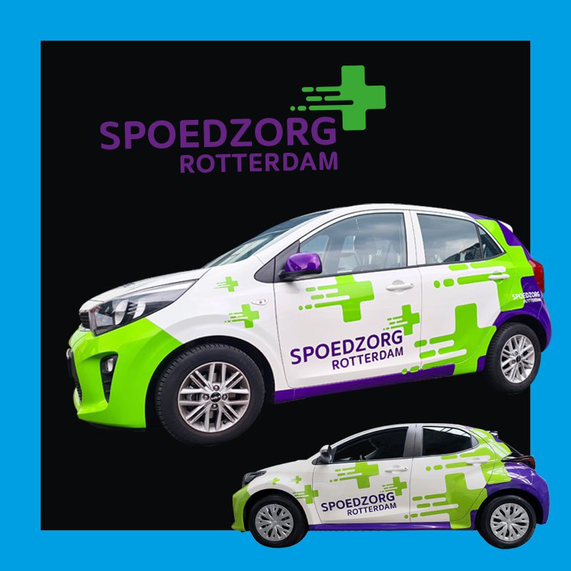 Studio Beed beletterd / wrapt auto park Spoedzorg Rotterdam